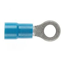 PRE-INSULATED RING TERMINAL (1.0-2.6MM CABLE) BLUE 4MM STUD DOUBLE GRIP