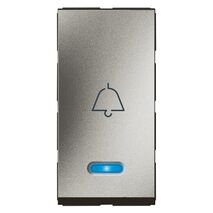 Push Button Switch 6A 250V | Blue LED & Bell Symbol | Magnesium by Legrand
