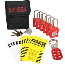 Lockout Carry Bags and Toolboxes | Large Belt Carry Bag | Set of 6 Red Padlocks | Lockout Hasp by Cirlock