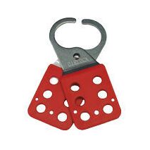 Stainless Steel Lockout Hasp | 6 Padlock Holes | Red Poly Coating | 30mm Jaw Diameter by Cirlock