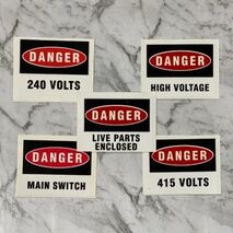 DANGER LABEL for Main Switch | 110mm x 90mm | Durable Vinyl | High Visibility Red & White by Tradepro Australia Pty Ltd