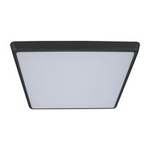 SOLAR-400-SQ Square Tricolour 35W 400MM Slimline LED Dimmable IP54 Oyster Light - Black Frame