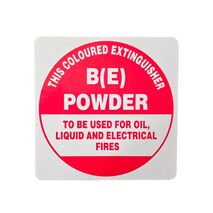 BE Extinguisher I.D Sign | UV-Resistant PVC | Clear Identification for Dry Chemical Powder | 190mm x 190mm by Firebox