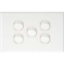 Slim Five Gang Switch Plate | Durable Design | Ideal for Residential & Commercial Use by Dexton