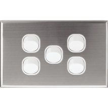Slim Five Gang Switch Cover | Durable Stainless Steel | Sleek Silver Finish by Dexton