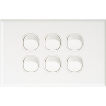 Slim Six Gang Switch Plate | High-Quality Plastic | Smooth Surface Finish | Dexton