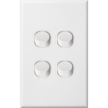 Standard Four Gang Switch | 16 Amps | Slim Design & Vertical Orientation by Dexton