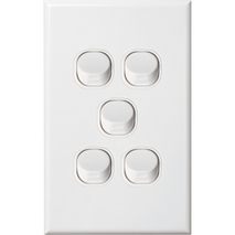Five Gang Switch Vertical | 16 Amps Rating | Slim Design | Indoor Use by Dexton