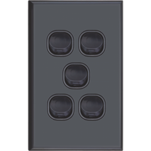 Five Gang Switch 16A | Black Finish | Multi-Circuit Control | Durable Design by Dexton