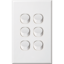 Standard Six Gang Switch | 16 Amps Rating | Slim Vertical Design | Indoor Use by Dexton