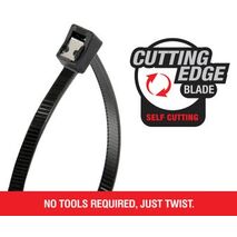 Cabac Nylon 66 Self Cutting Cable Tie 356 x 4.3mm UV Black
