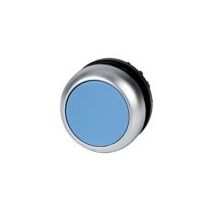 M22 Pushbutton Switch | Blue Actuator | Flat Momentary Design | Titanium Bezel by Eaton