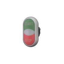 Double Actuator Pushbutton | Momentary Action | Green & Red Indicators | Titanium Bezel by Eaton