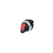 Illuminated Selector Switch | Maintained 2-Position | Red Thumb-Grip Actuator | Titanium Bezel by Eaton