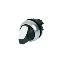 Illuminated Selector Switch | 3-Position Momentary Operation | White Actuator & Titanium Bezel by Eaton