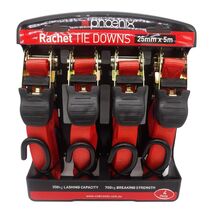 Ratchet Tie Down Strap 25mm x 5m | 350kg Load Rating | Weather-Resistant | Pack of 4 by CW Brands