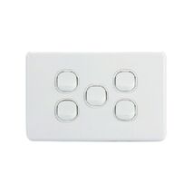 AVOL 5 Gang Light Switch 10A | White | Horizontal