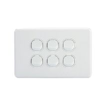 AVOL 6 Gang Light Switch 10A | White | Horizontal