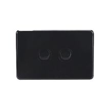 AVOL Power Point 2 Gang Single Pole | 250VAC 10A | Black | Horizontal