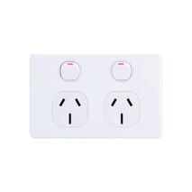 AVOL Power Point 2 Gang Double Pole | 250VAC 10A | White | Horizontal