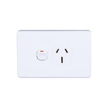 AVOL Power Point 1 Gang Double Pole | 250VAC 15A | White | Horizontal