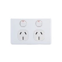 AVOL Power Point 2 Gang Double Pole | 250VAC 15A | Black | Horizontal