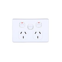 AVOL Power Point 2 Gang Double Pole | 1 Extra Switch | 250VAC 10A | White | Horizontal