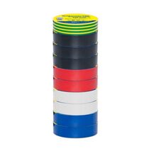 Insulation Tape PVC Extreme Temperature -18 to +105°C Width 10 rolls 18mm x Length 20m x Thickness 0.18mm Rainbow Pack
