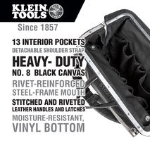 Deluxe Tool Bag, Black Canvas, 13 Pockets, 40.6 cm