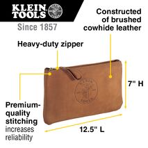 Zippered Bag, Top-Grain Leather Tool Pouch, 31.8 cm