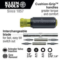 Multi-Bit Screwdriver / Nut Driver, 11-in-1, Ph., Sl., Sq., Schrader Bits
