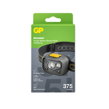 GP Discovery Consumer Headlamp | 375 Lumens | Tough Motion Sensor | IPX5 Water Resistant | by Powercell