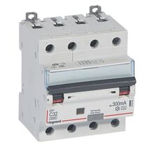 RCBO DX³ 6000A 4 poles 32A curve C type A 300mA