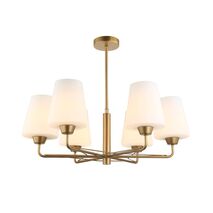 ABBEY: Interior Traditional 6 Lamps Opal Glass Pendant Lights