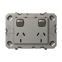 Legrand Arteor 770 Series 10A 2 Gang Horizontal Double Power Point  Magnesium