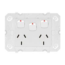 Legrand Arteor 770 Series 10A 2 Gang Horizontal Double Power Point with Extra Switch White
