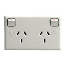 HPM Standard 10A Double Power Point with Safety Shutters White