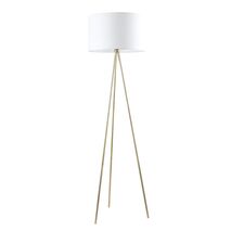 JAMBES: Drum Shade with Antique Brass Tripod Floor Lamps