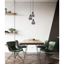 TULIP: Interior Bronze Amber / Smokey Black Wine Glass Ribbed Multiple Round Base Pendant Lights