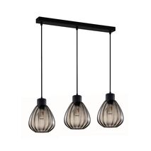 TULIP: Interior Bronze Amber / Smokey Black Wine Glass Ribbed Multiple Bar Base Pendant Lights