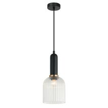 VINTAJ: Retro Interior Ellipse Shape Ribbed Glass Pendant Lights