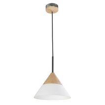 FINN: Scandinavian Blonde Wood & Opal Glass Wide Cone Pendant Light