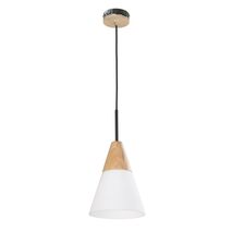 FINN: Scandinavian Blonde Wood & Opal Glass Medium Cone Pendant Light