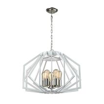GAMBA: Industrial White Rustic Wide Angular Cage Pendant Light