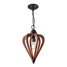 SENORITA: Rustic Small Tuscan Coffee Cherry / Winter Moss Wood Pendant Light