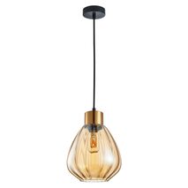 TULIP: Interior Bronze Amber / Smokey Black Wine Glass Ribbed Pendant Lights