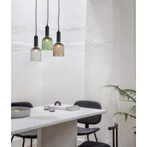 VINTAJ: Retro Interior Ellipse Shape Ribbed Glass Pendant Lights