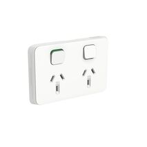 Clipsal Iconic Double Switch Power Point Horizontal Mount, 250V, 10A | Vivid White