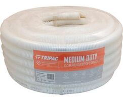 Tripac Medium Duty PVC Communications Corrugated Conduit White 25mm X 25m