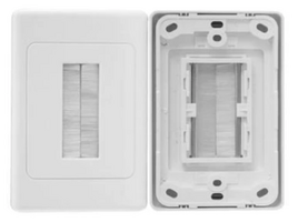 Flat Brush Bristle Cable Wallplate | Durable Plastic | Conceals Wall Openings | Neutral Finish | by Dicker Data